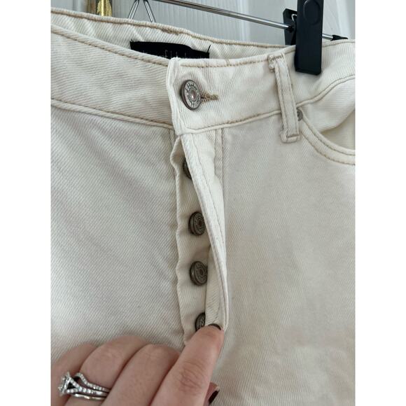 House of Harlow 1960 Cream White Straight Leg Split Hem Jeans - Picture 2 of 7